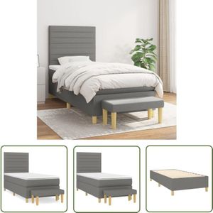The Living Store - Boxspringbett mit Matratze Dunkelgrau 100x200 cm Stoff - Boxspringbett - Doppelbett - Bettenrahmen - Schlafsofa