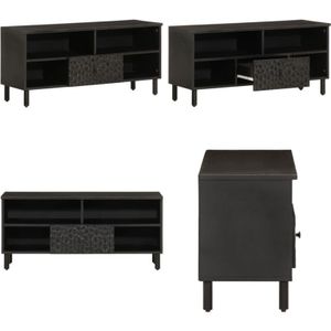 Vidaxl - TV-Schrank 100x33x46 cm Massivholz Mango - tv Schrank - Mangoholz - Schwarz - Wohnzimmermöbel - tv Stand - Home & Living