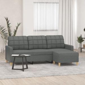 Vidaxl - 3-Sitzer-Sofa mit Hocker Dunkelgrau 180 cm Stoff