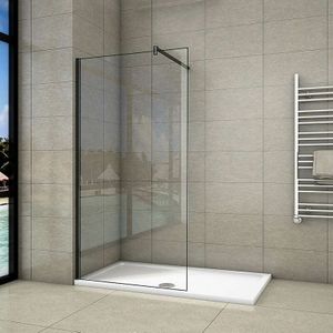 85x200cm x 8mm Duschwände + 140cm Schwarz mattiert Haltestange Walk In Dusche Duschabtrennung Duschkabine