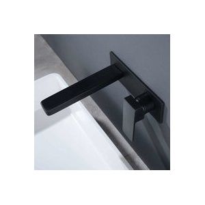 Bleifreier Wand-Badezimmer-Wasserhahn aus Vollkupfer, Wand-Waschtisch-Wasserhahn für Badezimmer-Badewannen-Wasserhähne, Mischbatterie, Schwarz
