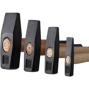 Schlosserhammer im Set 100 g 300 g 500 g 1000 g, Stahl, Hickory-Holz - Stahlwerk