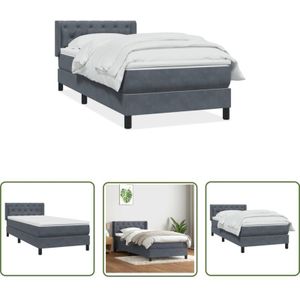 VidaXL Boxspringbett mit Matratze Dunkelgrau 80x220 cm Samt