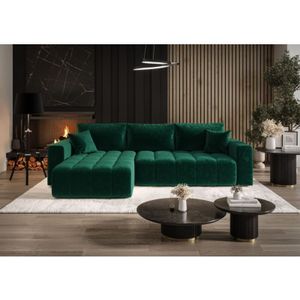 Fun Moebel - Ecksofa Schlafsofa camila Stoff Monolith Grün Ottomane Links