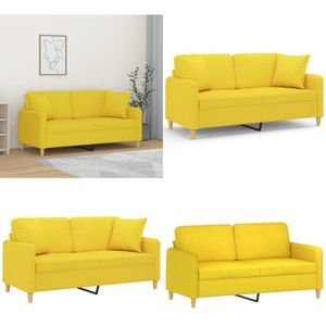 Vidaxl - 2-Sitzer-Sofa mit Zierkissen Hellgelb 140 cm Stoff - 2-Sitzer-Sofa - Couch - Wohnzimmersofa - Hellgelbes Sofa - Polstersofa - Home & Living