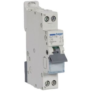 Hager - Disjoncteur 1P n 4.5-6kA courbe C-16A : MJT716