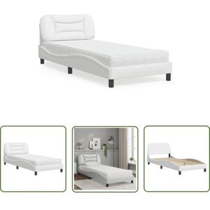 The Living Store - Bett mit Matratze Weiß 90x200 cm Kunstleder - Betten - Schlafzimmermöbel - Kunstlederbetten - Doppelbett - Boxspringbett
