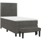 Vidaxl - Boxspringbett mit Matratze Dunkelgrau 90x190 cm Samt