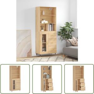 Highboard Sonoma-Eiche 69,5x34x180 cm Holzwerkstoff - Sideboard - Hochschrank - Wohnraumgestaltung - Eiche Dekor - Holzwerkstoff - The Living Store