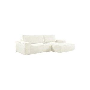Vente-unique - Ecksofa mit Schlaffunktion - Ecke rechts - Cord - Weiß - amelia