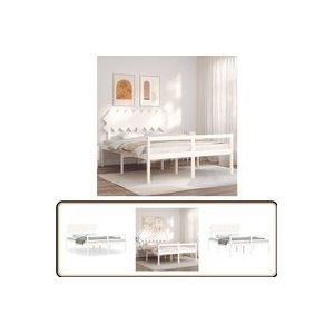 Vidaxl - Seniorenbett mit Kopfteil 160x200 cm Weiß Massivholz - Seniorenbett - Holzbett - Kiefernholzbett - Doppelbett - Boxspringbett