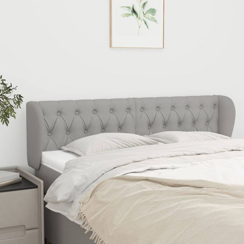 Kopfteil mit Ohren Hellgrau 163x23x78/88 cm Stoff vidaXL