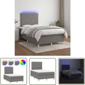 Boxspringbett mit Matratze & led Dunkelgrau 120x200 cm Stoff - Boxspringbett - Doppelbett - Schlafsystem - Lattenrost - Bettrahmen - The Living Store