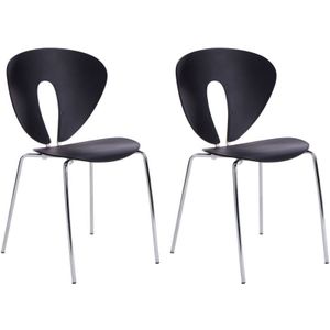 Beliani - Esszimmerstuhl 2er Set Schwarz aus Kunststoff mit Silbernen Beinen Stapelbar Moderner Stil Design Ohne Armlehnen Plastikstühle Esszimmer