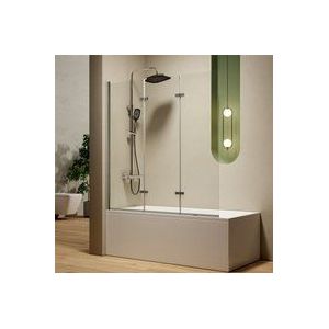 S'afielina - Badewannenaufsätze 130 x 140 cm 3-teiliges faltbares Wandpaneel 3 Stück Faltbare Duschabtrennung aus 6mm esg Clear nano Beschichtung
