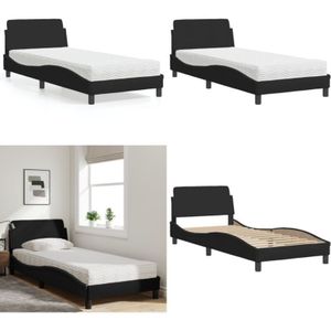 Vidaxl - Bett mit Matratze Schwarz 80x200 cm Stoff - Schlafzimmer Möbel - Doppelbett - Boxspringbetten - Lattenrost - Bettsofa - Home & Living