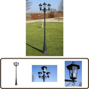 Vidaxl - Gartenlaterne 3-flammig 215 cm Dunkelgrün/Schwarz Aluminium - Gartenleuchte - Außeleuchte - LED-Laterne - Alu-Laterne - Deko-Beleuchtung