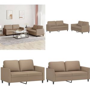Vidaxl - 2-tlg. Sofagarnitur mit Kissen Cappuccino-Braun Kunstleder - Couch - Sofa Garnitur - Wohnlandschaft - Ledercouch - Design Sofa - Home &