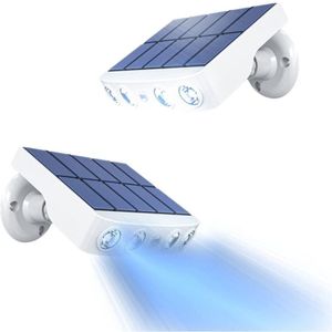Solarleuchten Außen, [2 Stück] Solarleuchten Außen Bewegungsmelder, 360° Außen Solarstrahler [1200mAh] Wasserdichte Outdoor Solarlaterne Garten (Weiß)