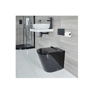 Nox - Runde Standtoilette für Unterputzspülkasten&44 Schwarz - Hudson Reed