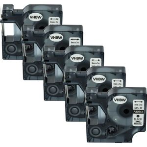 5x Schriftband-Kassette kompatibel mit Dymo LabelPoint 300, 350, 200, 250, 100, 150 Etiketten-Drucker 9mm Schwarz auf Weiß - Vhbw