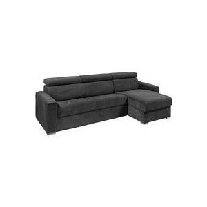 Vente-unique - Ecksofa mit Matratze - Ecke wechselbar - Cord - Anthrazitgrau - Liegefläche 160 cm - Matratze 22 cm - Memory Schaum - vizir