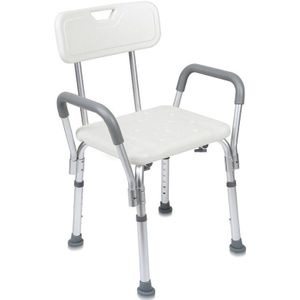 TolleTour Duschhocker Duschhocker & -sitze Duschstuhl Badehocker Anti-Rutsch bis 136kg mit Armlehne mit Rückenlehne Alu 6 Einstellbar