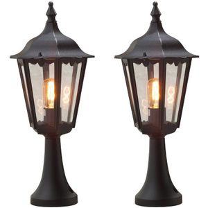 2er-Set schwarze Sockelleuchten firenze, E27, Aluminium, Höhe 55 cm