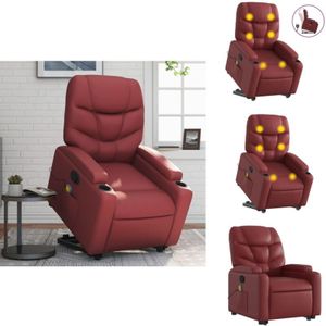 Massagesessel mit Aufstehhilfe Weinrot Kunstleder - Massage Sessel - Elektrischer Lift - Relaxsessel - Fernsehsessel - Bequeme Sessel