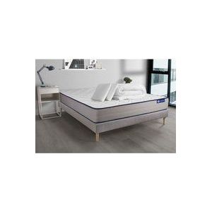 Actisom - Komplettpaket Bett - Matratze 160x200 cm + Boxspringbett mit Lattenrost (im Set) + 2 Kopfkissen + Bettdecke - Actilatex Form