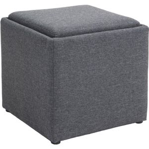 Sitzbank mit Stauraum, Polsterbank mit abnehmbarem Deckel, Bettbank mit Leinenoptik, für Flur Schlafzimmer Wohnzimmer, 42 x 42 x 41 cm Dunkelgrau