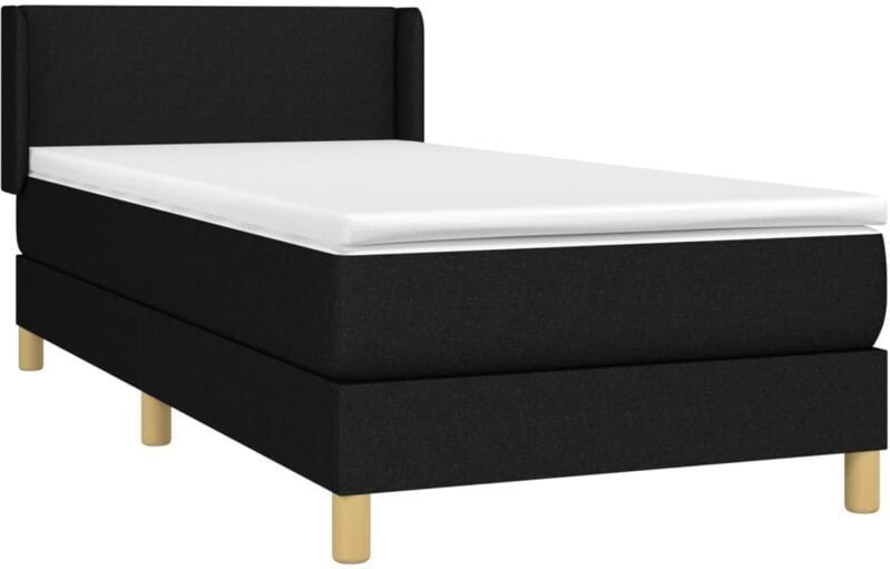 Vidaxl - Boxspringbett mit Matratze Schwarz 90x200 cm Stoff