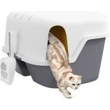 Pawhut - Katzentoilette mit Deckel, Katzenklo mit Sieb, Schaufel, geschlossen Katze Toilettenhaus für kleine Katze unter 3,5 kg, Indoor, Kunststoff,