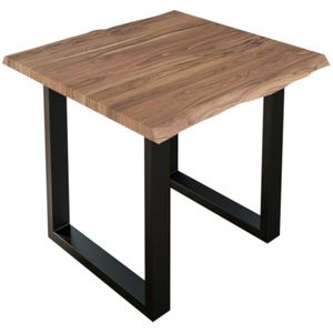 Esstisch Baumkante massiv Akazie stone 90 x 90 cm schwarz LAUREN