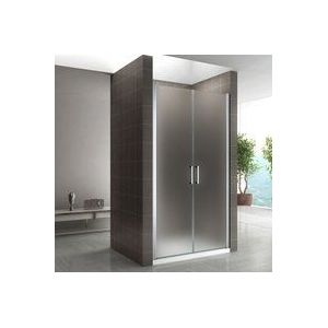 Teilsatinierte Duschkabine mit Schiebetüren Eckdusche mit Rollensystem aus ESG Glas 190cm Hoch DK77 95x100 cm