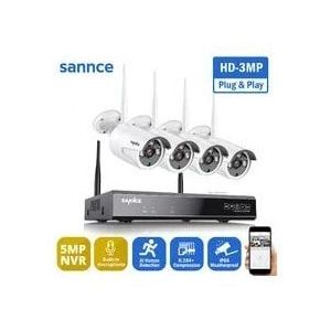 SANNCE 5MP HD Wireless NVR-Überwachungskamerasystem mit 3MP Stream WiFi-Kameras, Fernzugriff und Bewegungsalarmen, integriertem Mikrofon,