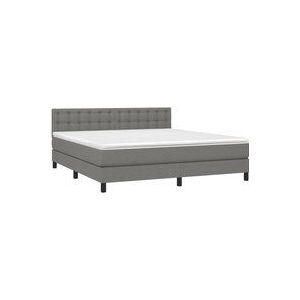 Jinlefu - Boxspringbett mit Matratze & led Dunkelgrau 180x200 cm Stoff vidaXL