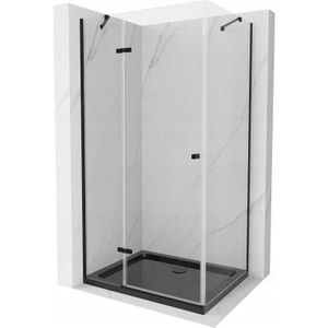 Roma kippbare Duschabtrennung 90 x 120 cm, Transparent, Schwarz + Duschwanne Flat, Schwarz - 8 - Mexen