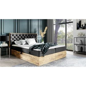 Boxspringbett Schlafzimmerbett DIONA 120x200cm Stoff Schwarz inkl. Bettkasten