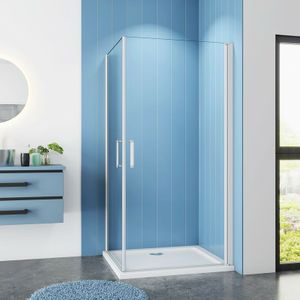80x80x185cm esg Nano Glas Drehtür Eckeinstieg Pendeltür Duschkabine eloxierten mit mit Elektrophorese