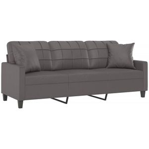 Vidaxl - 3-Sitzer-Sofa mit Zierkissen Grau 180 cm Kunstleder