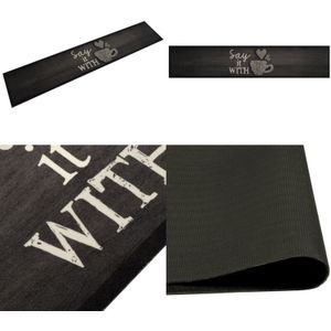 Vidaxl - Küchenteppich Waschbar Tasse Schwarz 60x300 cm Samt - Küchenläufer - Samt - Anti-Rutsch - Washable - Wohnzimmer - Home & Living