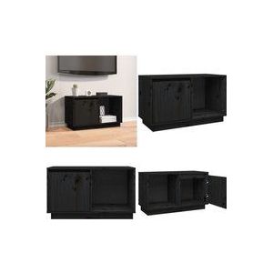 TV-Schrank Schwarz 74x35x44 cm Massivholz Kiefer - tv Schrank - Holz tv Stand - Massivholzmöbel - Kiefernholz Möbel - Schwarzer tv Schrank - Home &