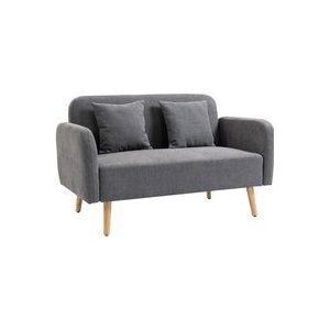 Homcom - 2 Sitzer Sofa, Couch mit 2 Wurfkissen, gepolsterter Doppelsofa, Polstersofa mit Samtopik, Armlehne, Loveseat für Wohnzimmer, Schlafzimmer,