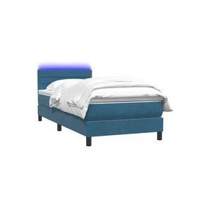 Vidaxl - Boxspringbett mit Matratze Dunkelblau 80x220 cm Samt