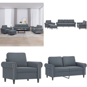 Vidaxl - 4-tlg. Sofagarnitur mit Kissen Dunkelgrau Samt - Samtsofa - Couchgarnitur - Esszimmerstuhl - Lounge Möbel - Wohnzimmer Dekoration - Home &
