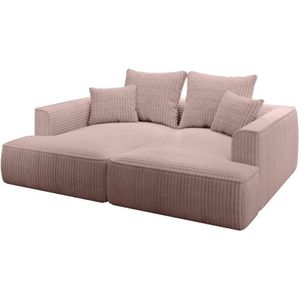 Vente-unique - Sofa 3-Sitzer - tiefe Komfortsitzfläche - grob gerippter Cord - Puderrosa - pineta