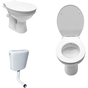 Belvit - Komplettset Stand wc Taharet/Bidet Abgang Waagerecht Wand + Deckel + Spülkasten