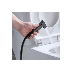 Toiletten-Duschset, schwarzes Handbidet-Sprühgerät aus Messing, wandmontiertes Toiletten-Duschen-Komplettset für Badezimmerreinigung, Körperhygiene,