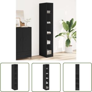 The Living Store Kleiderschrank Schwarz 30x50x200 cm Holzwerkstoff - Schlafzimmermöbel - Kleiderschrank - Holzschrank - Flurstück - Kommode